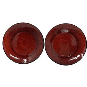 Vintage Luminarc D’ Arques Durant Ruby Red Crystal 8” Salad Plates France